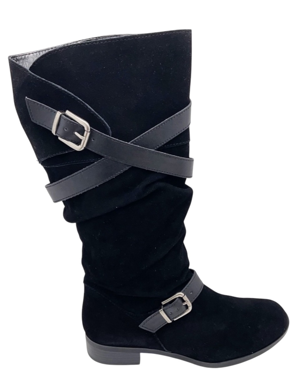 🆕{Nine West} Luca Buckle/ Strap Slouch Suede Boots